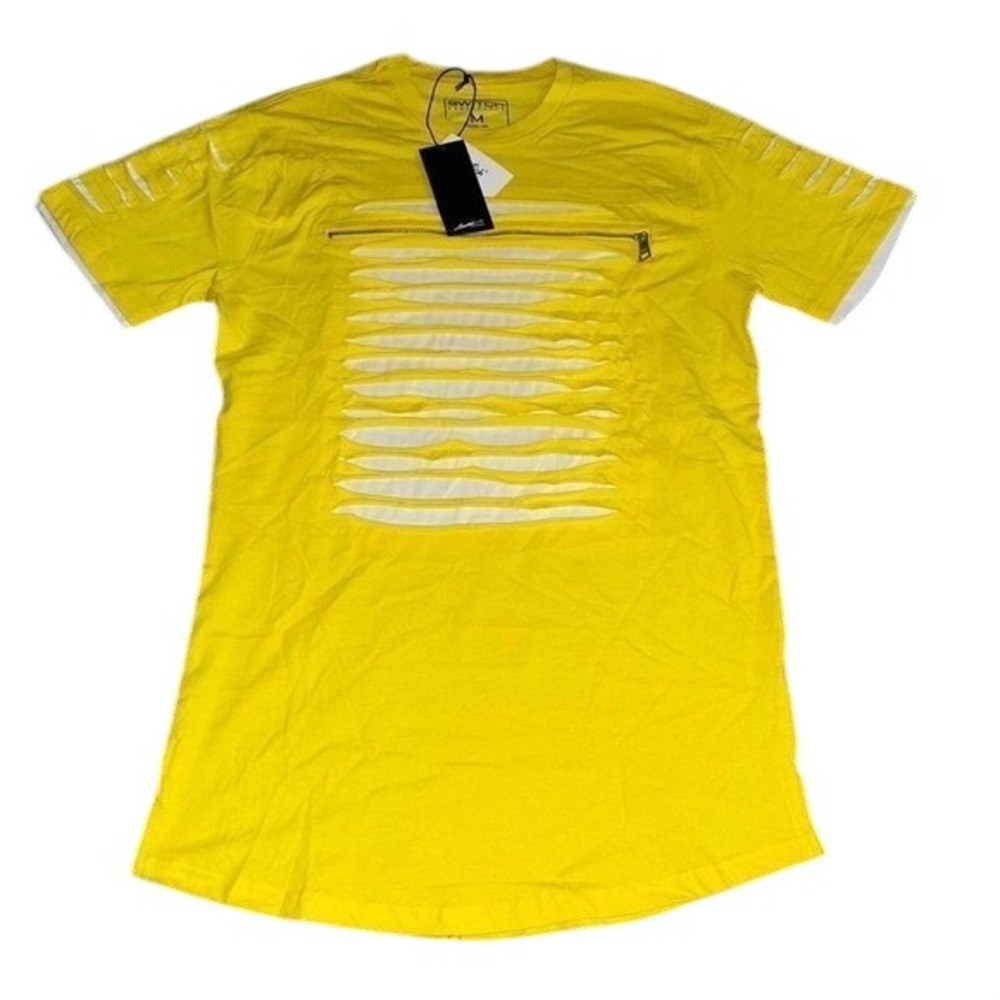 Switch Remarkable Yellow Yellow Distressed ShreddedT-Shirt Men M Streetwear